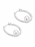 Frosted Pearl Hoop Earrings