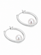 Frosted Pearl Hoop Earrings