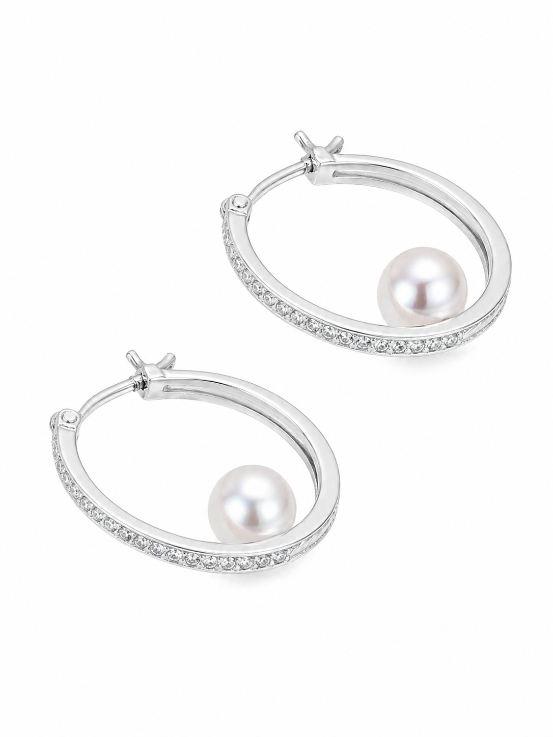 Frosted Pearl Hoop Earrings