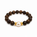 Zitan Wood & Freshwater Pearl Zen Bracelet