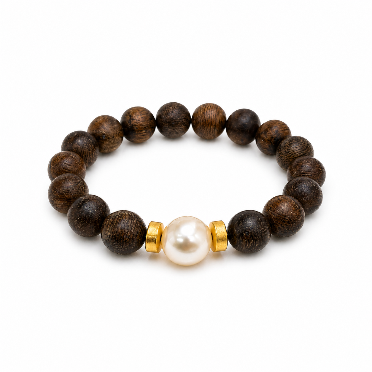 Zitan Wood & Freshwater Pearl Zen Bracelet