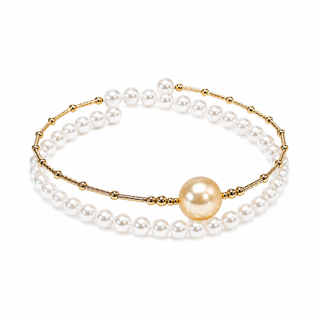 Double-Layer South Sea Golden Pearl Bracelet
