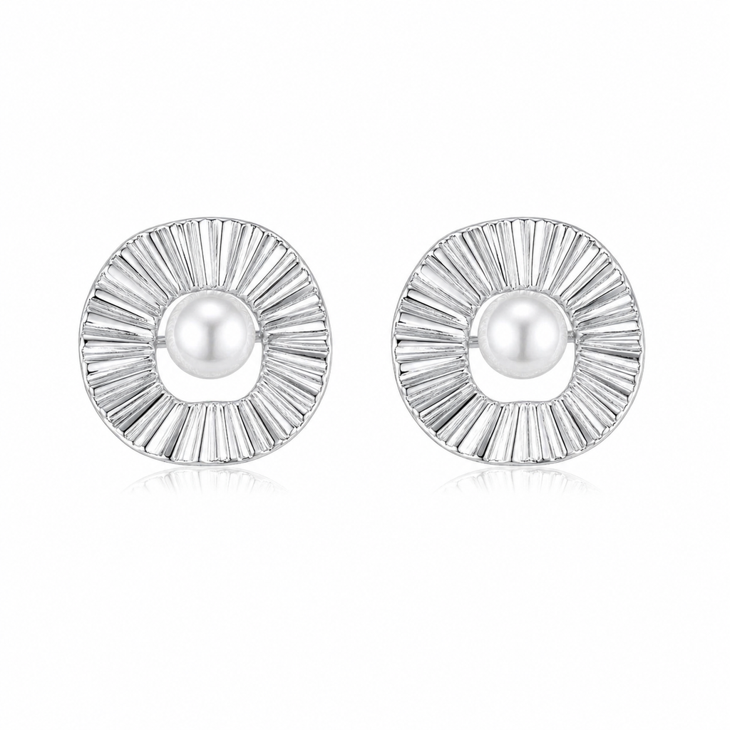 Ruched Akoya Pearl Stud Earrings