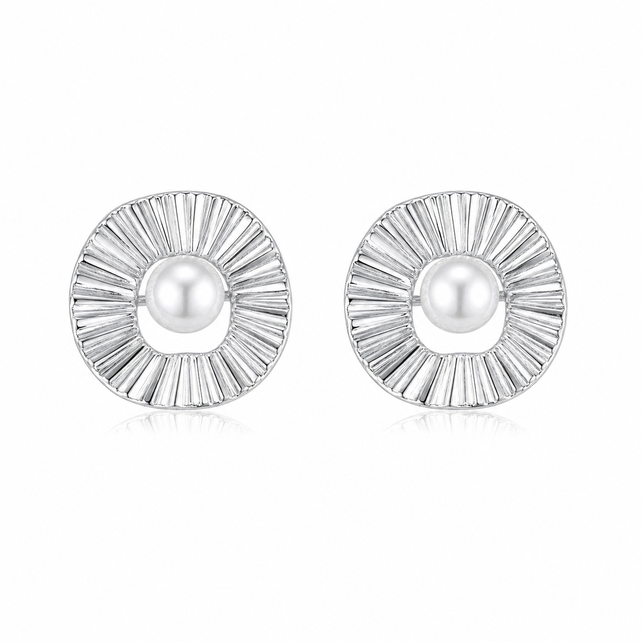 Ruched Akoya Pearl Stud Earrings