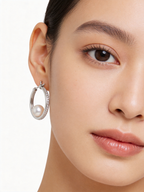 Frosted Pearl Hoop Earrings