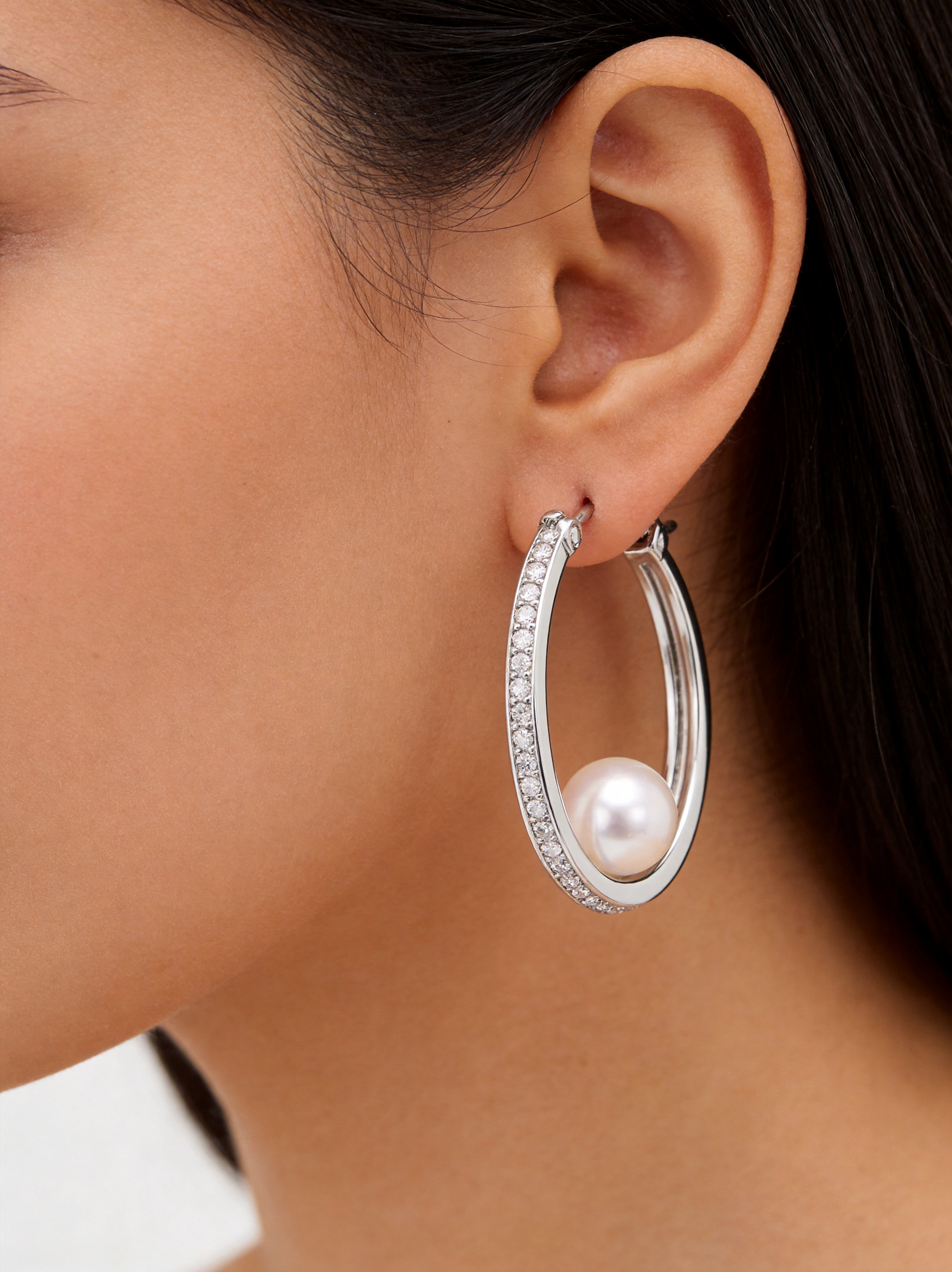 Frosted Pearl Hoop Earrings