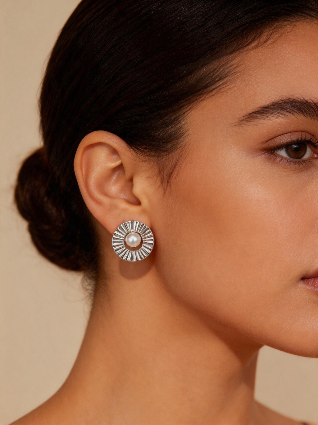 Ruched Akoya Pearl Stud Earrings