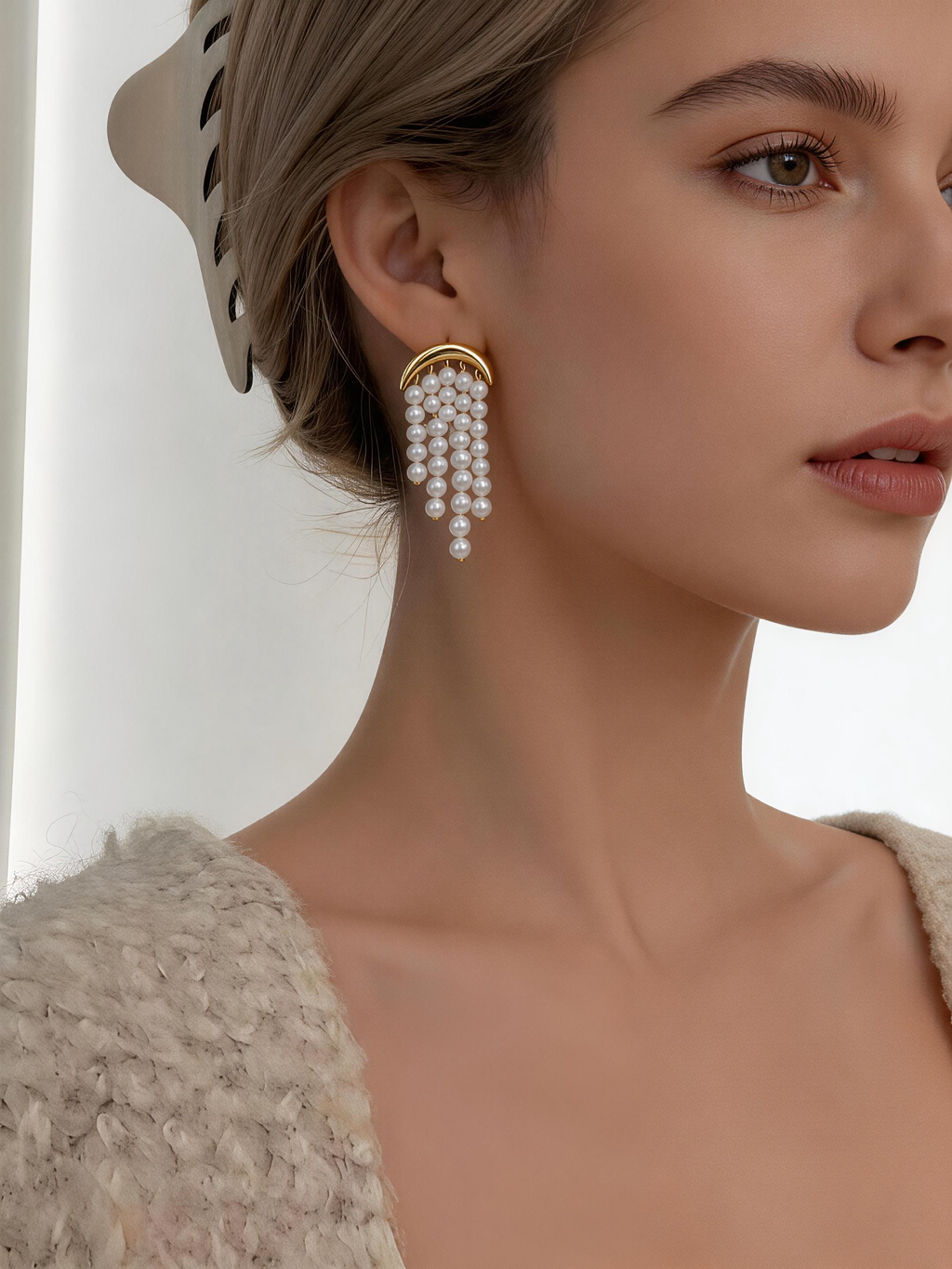Lune Pearl Tassel Earrings