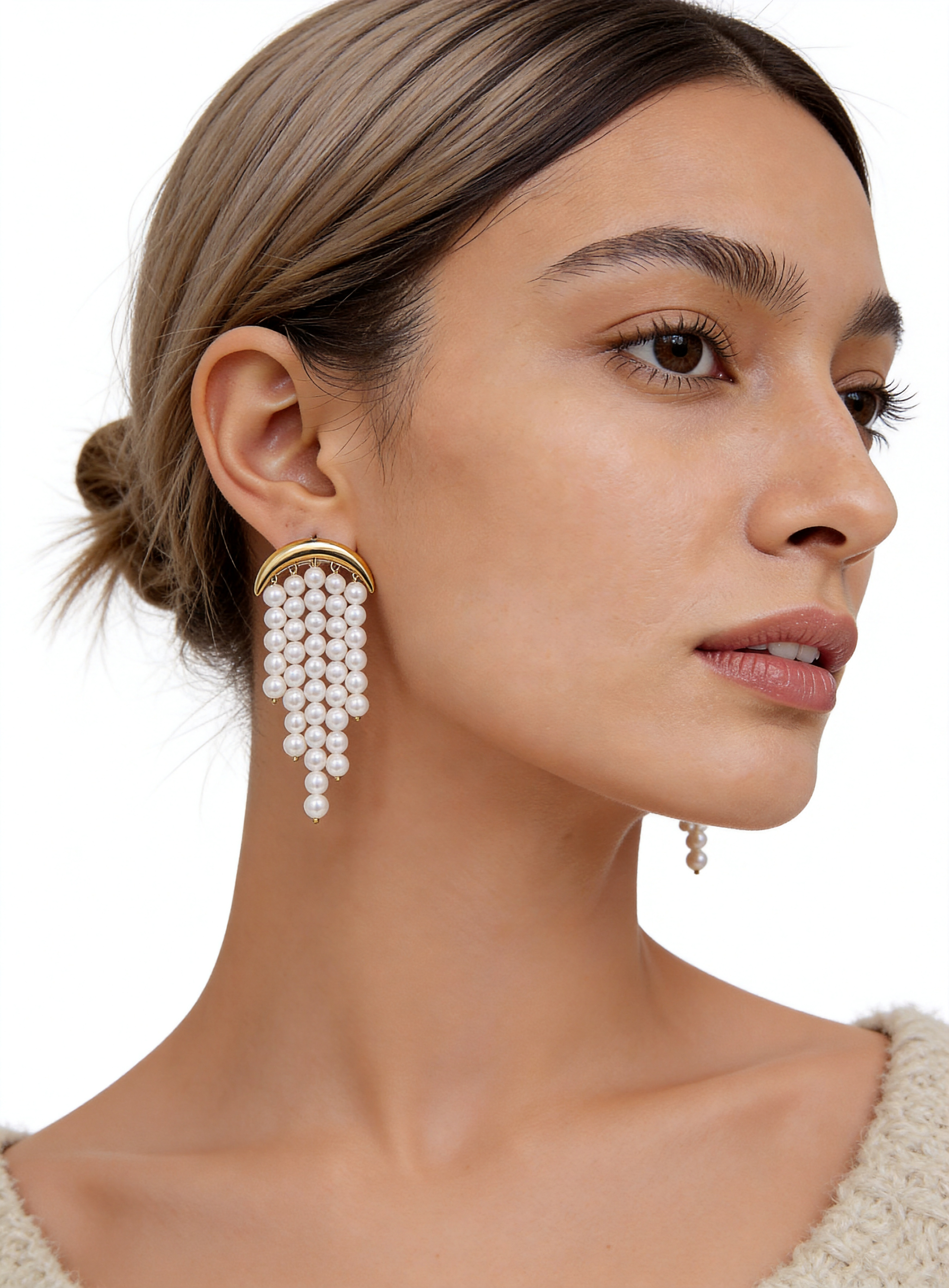 Lune Pearl Tassel Earrings